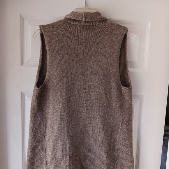 Cynthia Rowley Womens Sleeveless Cardigan Vest Size Medium Open Front Knit Beige - Picture 2 of 8